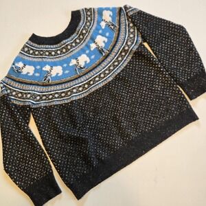 Holiday Time Polar Bear Christmas Sweater Blue Black Womens Size‎ XL/XG 16-18